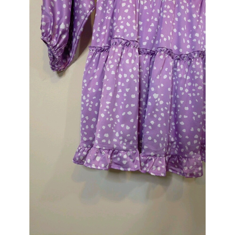 Women's Floral Boho MIni Dress Size Medium Purple Lilac - Picture 7 of 11